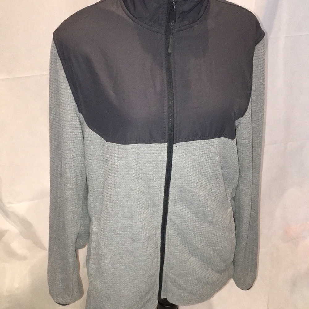 Athletic Works Men's Lightweight Full-Zip Jacket | Gray Colorblock | Size M